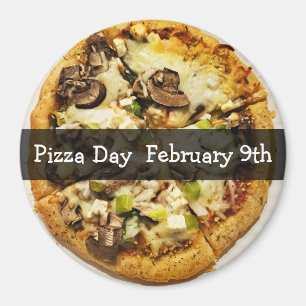 Pizza Day February Food Holiday Button Magnet