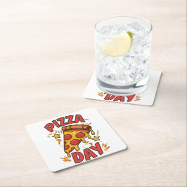 Pizza Day - Fun Pepperoni Pizza Slice Design Rechteckiger Pappuntersetzer