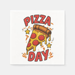 Pizza Day - Fun Pepperoni Pizza Slice Design Serviette