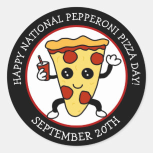 Pizza Day   Funny Holiday Runder Aufkleber