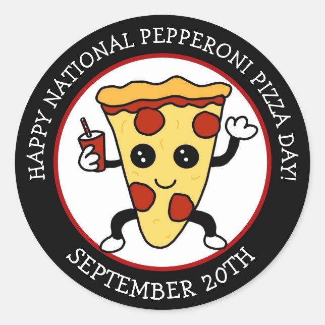 Pizza Day | Funny Holiday Runder Aufkleber (Vorderseite)