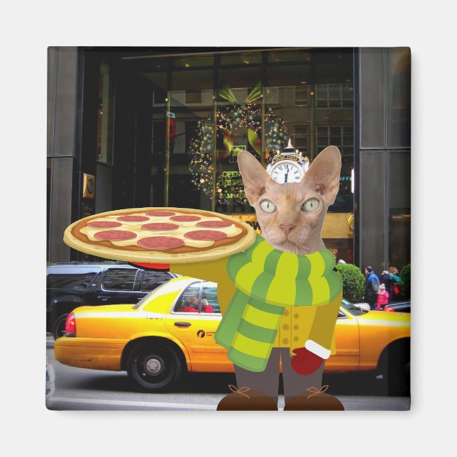 PIZZA DELIVERY CAT NYC MAGNET (Vorne)