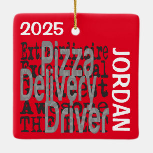 Pizza Delivery Driver Extraordinaire CUSTOM Keramikornament