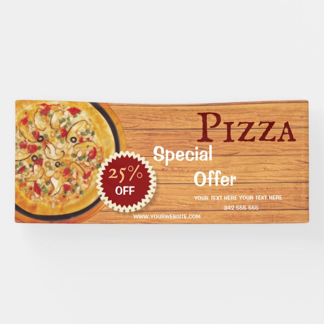 Pizza Delivery Pizza Café Pizza Restaurant geöffne Banner (Horizontal)