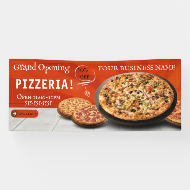 Pizza Delivery Pizza Café Pizza Restaurant geöffne Banner (Horizontal)