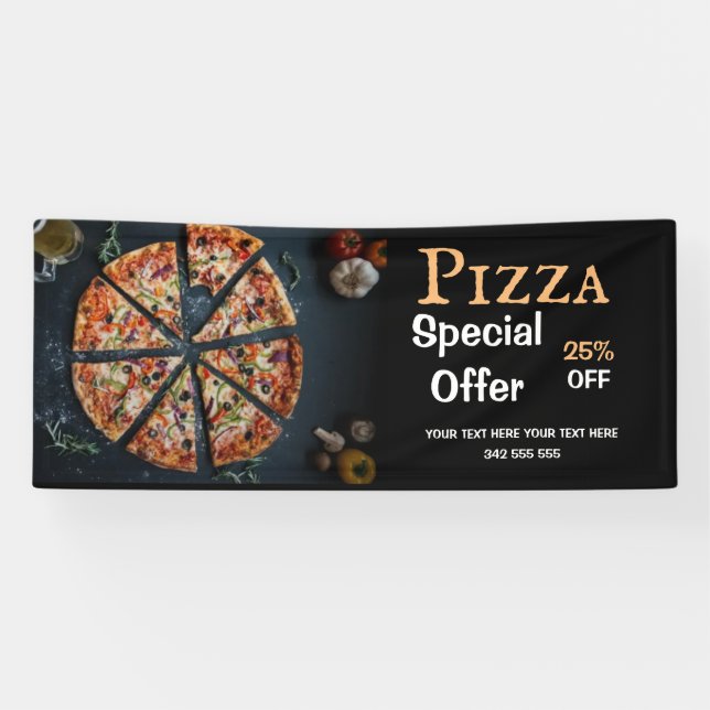Pizza Delivery Pizza Café Pizza Restaurant geöffne Banner (Horizontal)