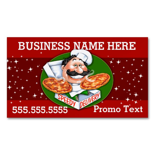 Pizza Delivery Pizzeria Restaurant Werbung Magnetische Visitenkarte (Vorderseite)