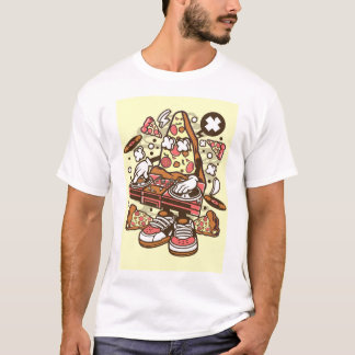 Pizza DJ Turntable Pop Art T-Shirt