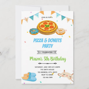 Pizza donuts garçon somnolent invitation