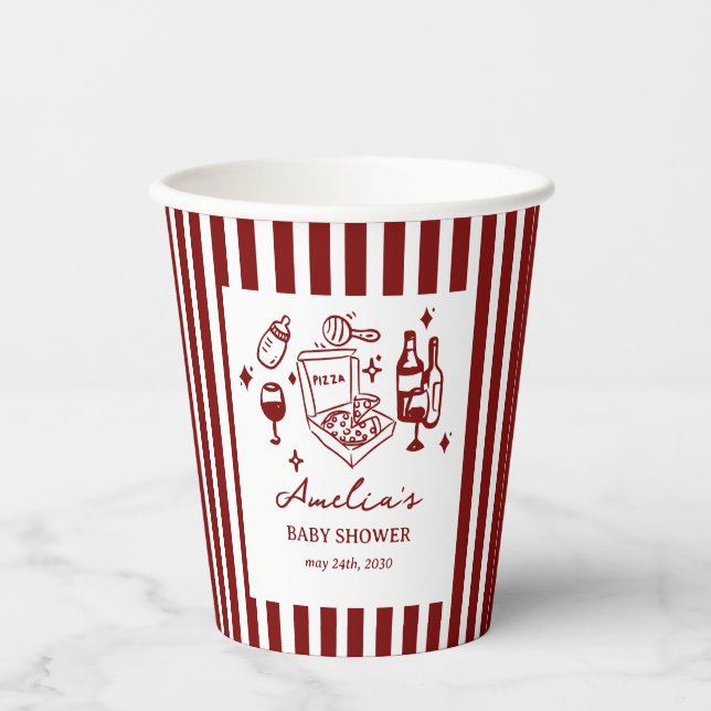 Pizza doodle special Delivery Baby Shower Pappbecher (Vorderseite)