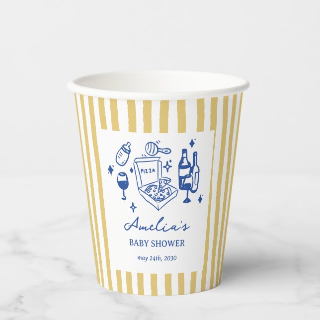 Pizza doodle special Delivery Baby Shower Pappbecher (Vorderseite)