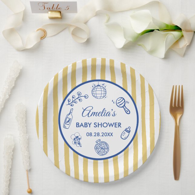 Pizza doodle special Delivery  Baby Shower Pappteller (Hochzeit)