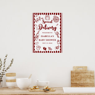 Pizza Doodle Speziallieferung Baby Shower Poster