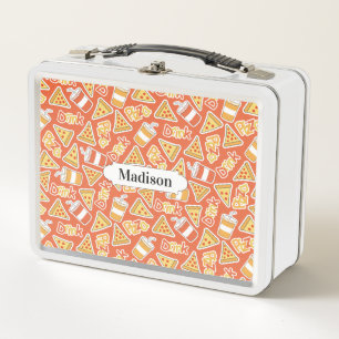 Pizza & Drink Pattern individuelle Name Lunch Box