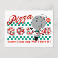 Pizza, egal wie ich sie schneide Retro-Postkarte A