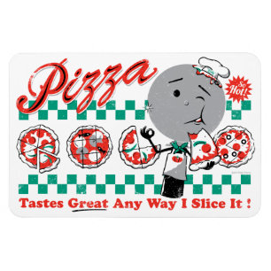Pizza, egal wie ich sie schneide Retro Premium Mag Magnet