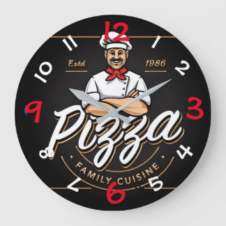 Pizza-Entwurfs-Wanduhr mit Zahlen Große Wanduhr