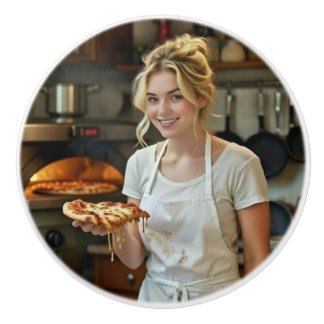 Pizza-Essen-Foto personalisieren anpassen Keramikknauf