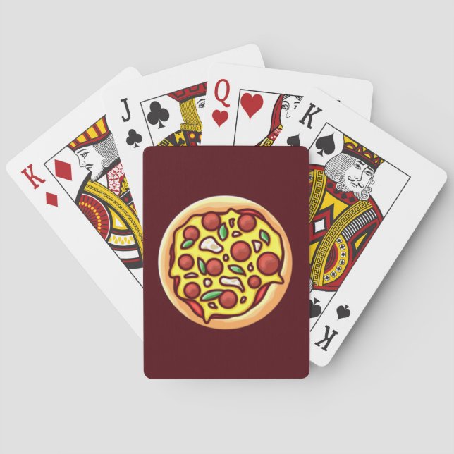 Pizza et cartes à jouer (dos)