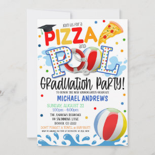 Pizza et Pool Party Graduation Invitation