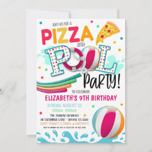 Pizza et Pool Party Invitation
