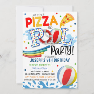 Pizza et Pool Party Invitation