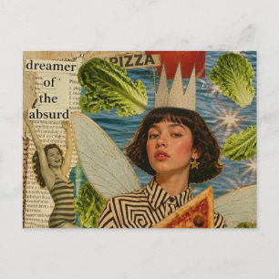 Pizza Fee Mixed Media Collage Postkarte