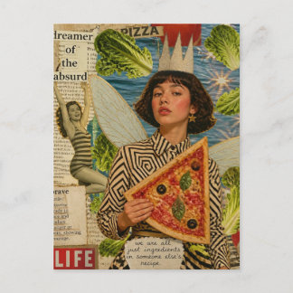 Pizza Fee Mixed Media Collage Postkarte