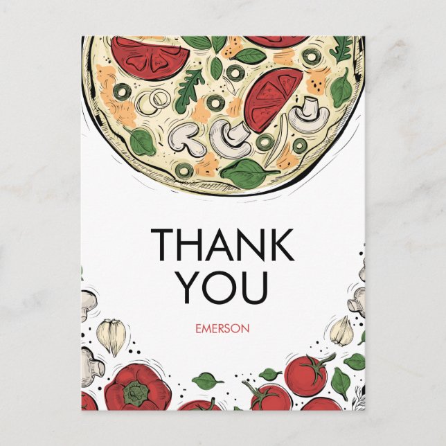 Pizza fête Anniversaire Merci Carte postale (Devant)