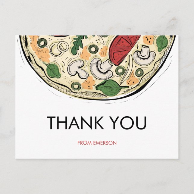 Pizza fête Anniversaire Merci Carte postale (Devant)