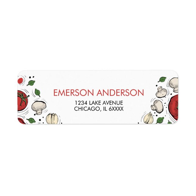 Pizza fête Étiquette de adresse d'anniversaire (Devant)