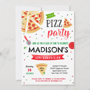 Pizza fêter Anniversaire Invitations Garçon fille