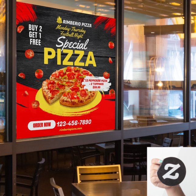 Pizza Football Night Pepperoni Deal Fensteraufkleber (Restaurantfenster)