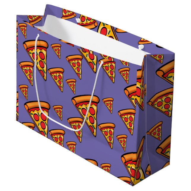 Pizza Freitag Design - Geschenktasche - Groß Große Geschenktüte (Vorderseite Schrägansicht)