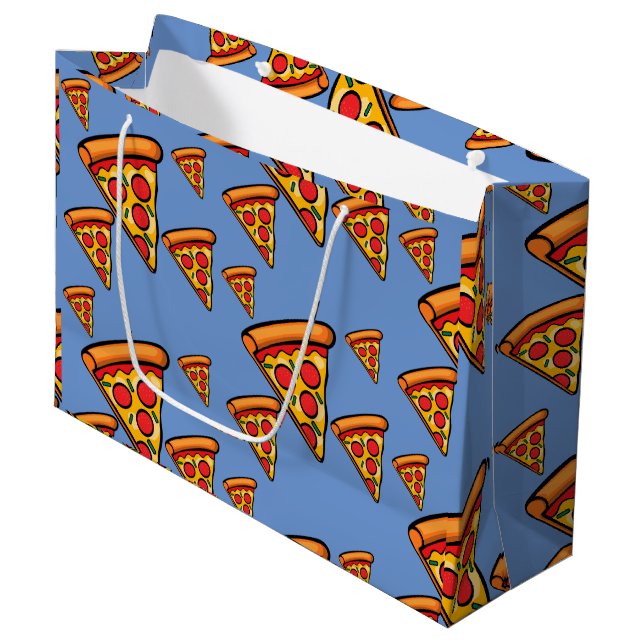 Pizza Freitag Design - Geschenktasche - Groß Große Geschenktüte (Vorderseite Schrägansicht)