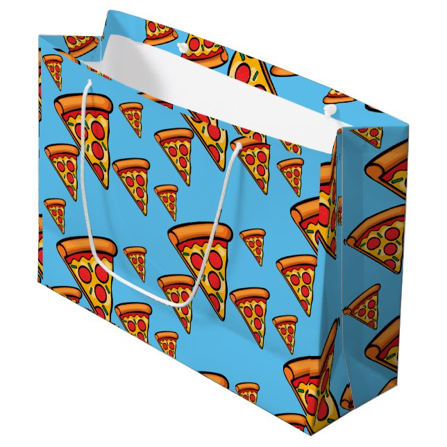 Pizza Freitag Design - Geschenktasche - Groß Große Geschenktüte (Vorderseite Schrägansicht)