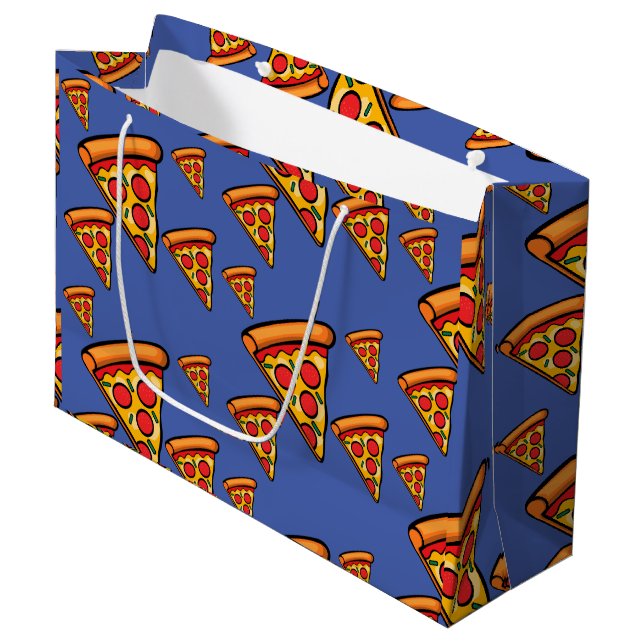 Pizza Freitag Design - Geschenktasche - Groß Große Geschenktüte (Vorderseite Schrägansicht)