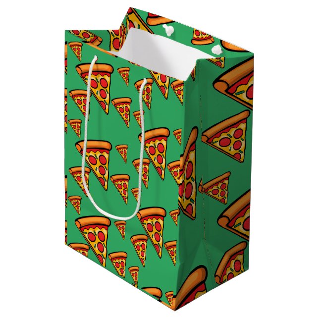 Pizza Freitag Design - Geschenktasche - Mittel Mittlere Geschenktüte (Vorderseite Schrägansicht)
