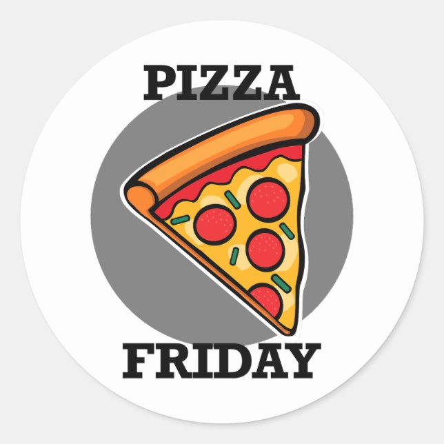 Pizza Friday Design - Stickers Rond Classique (Devant)