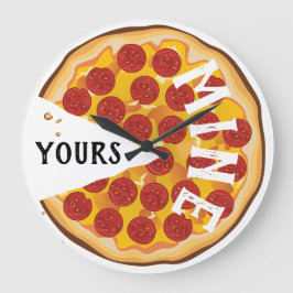 Pizza Funny pepperoni niedlich Große Wanduhr