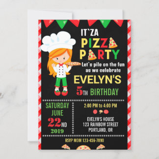 Pizza Geburtstagseinladung Red Green Pizza Party Einladung