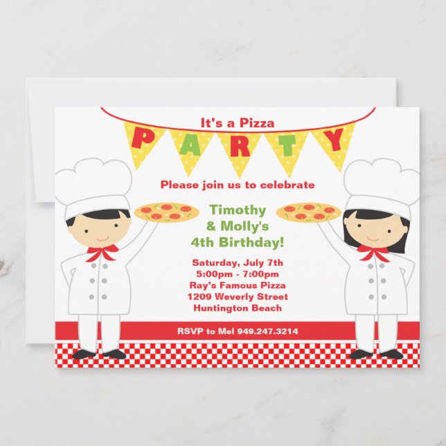 Pizza Geburtstagsparty Einladung (Vorderseite)