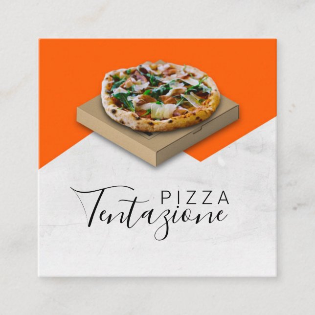 Pizza-Geschäft / Pizza-Lieferung Quadratische Visitenkarte (Vorderseite)