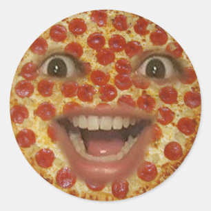Pizza-Gesichts-Aufkleber Runder Aufkleber