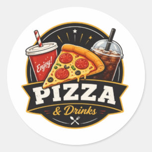 Pizza & Getränke Aufkleber – Fast Food Liebhaber