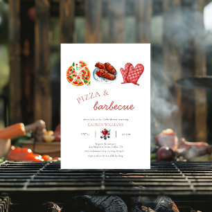 Pizza Grillen Sauce Babydusche Einladung