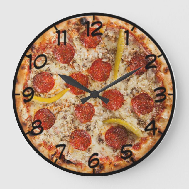 Pizza Große Wanduhr (Vorderseite)