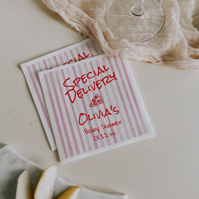 Pizza Hand Drawn Red Special Lieferdusche Serviette (Von Creator hochgeladen)