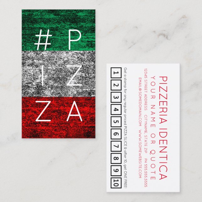 #PIZZA hashtag drapeau italien carte punch (Devant / Derrière)