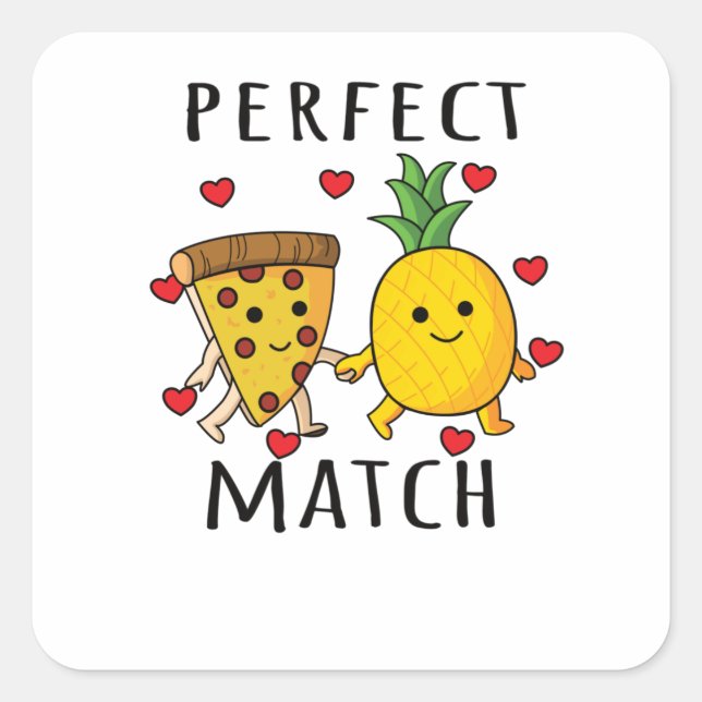 Pizza Hawaii Ananas Pizza Food Quadratischer Aufkleber (Vorderseite)